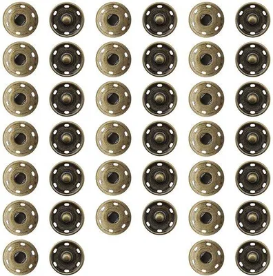 Productafbeelding van Bronskleurige drukknopen, 25 mm, antiek design - 20 stuks - Kogelgewrichtsverbindingen voor jassen - Geschikt voor naaien - Corrosiebestendig