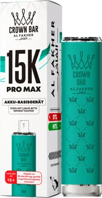 Produktbild von Al Fakher Pro Max 15K Akkuträger Türkis – 900 mAh Pod-Akku, USB-C, SNAP SYNC Magnet-System