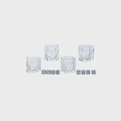Produktbild von Gläser Trinkglas Cocktailgläser Schnapsglas Whiskyglas FLAKE Whiskyglas 4 Stück + 8 Stück HOMLA
