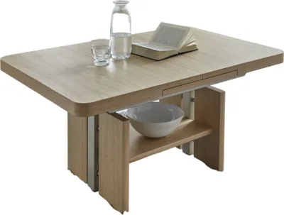 Produktbild von Funktionstisch Candie höhenverstellbar und ausziehbar 110(150) x 70 x 56-75 Couchtisch massiv Eiche 16057