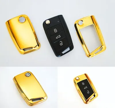 Für VW Golf 7 VII Key Cover Gehäuse im Gold Look Klapp Schlüssel Fernbedienung in der Farbe von Goingfast