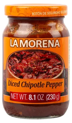 Immagine prodotto di Chiles Chipotles La Morena a cubetti, 230g – Peperoncini Jalapeño affumicati
