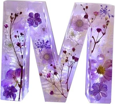 Productafbeelding van Gegradeerde Nachtlamp Met Bloemmotief - Handgemaakte Hars Letterverlichting Voor Decoratie