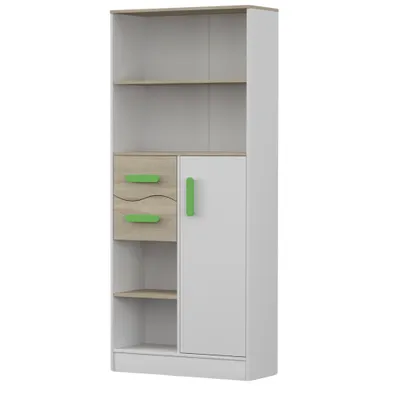 Obrázek produktu pro Regál Dětský regál Knihovna 80cm Bílá/bílá se zelenými úchyty Markus 05