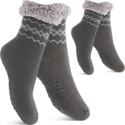 Produktbild von Footstar Damen und Herren Winter Haussocken (2 Paar) Kuschelsocken - Anthrazit 39-42