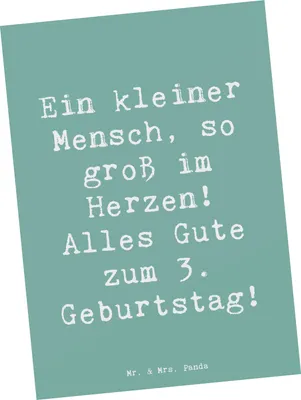 Produktbild von Mr. & Mrs. Panda Postkarte Spruch 3. Geburtstag Herz - Meeresbrise - Geschenk, groß im Herzen, Feier Ideen, Ansichtskarten, Alter, Ansichtskarte, Grußkarte, Postkarten