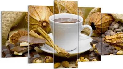 Produktbild von Bild auf Leinwand - Leinwandbild - Tasse Schokolade trinken Kakao - 160x85cm - Wand Bild - Wanddeko - Leinwanddruck - Bilder - Kunstdruck - Wanddekoration - Leinwand bilder - Wandkunst - EA160x85-2480