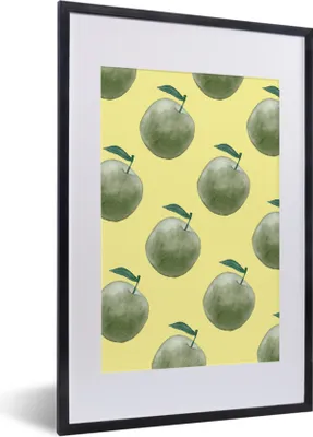 Produktbild von MuchoWow® Gerahmtes Poster Äpfel - Grün - Gelb 40x60 cm - Poster mit Schwarzem Bilderrahmen Wandposter Rahmen Foto Bilder - Poster in Rahmen