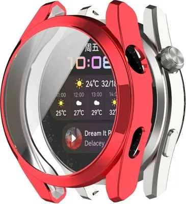 Produktbild von Schutzhülle Schutztasche für Huawei Watch3 Pro Case Cover Bumper Etuis Schale Tasche, Farbe:Rot