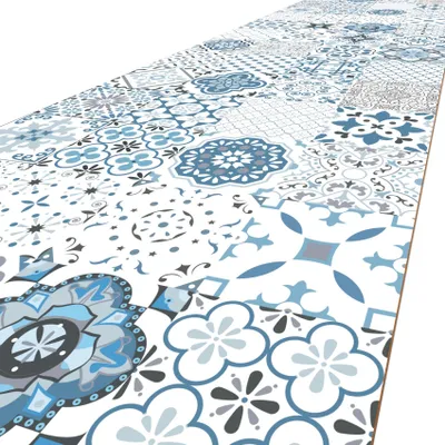Produktbild von Läufer Küchenläufer abwischbar Flurläufer Teppichläufer MIRZA Blau Azulejos Robust Breite 48cm Länge 140cm