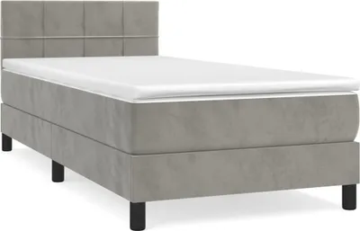 Immagine prodotto di vidaXL Letto a molle con materasso grigio chiaro 90x200 cm in velluto
