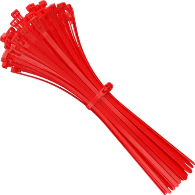 Produktbild von Kabelbinder Wiederverschließbar, 350mm x 7,6mm rot, Nylon UV-Beständig, Hochleistungs 350 mm Wiederverwendbare Binders, Wiederlösbare Kabelbinder, 100 Stück
