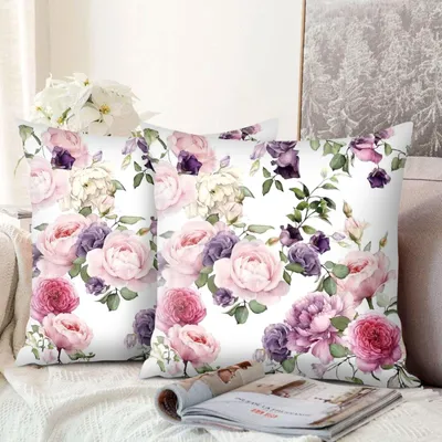 Kissenbezug 45x45 cm, Blumenmuster, Polyester, Quadratisch