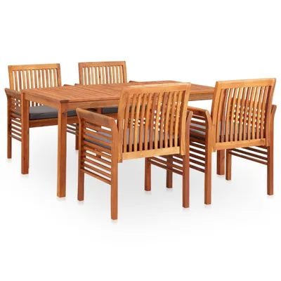 Imagen del producto de Set comedor de jardín 5 pzas y cojines madera maciza de acacia