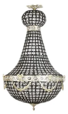 Obrázek produktu pro Casa Padrino barokní křišťálový lustr černý/stříbrný Ø 45 x v. 90 cm - Nádherný lustr v barokním stylu - Barokní křišťálová světla - Noble & Magnificent