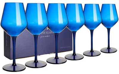 6 bunte unzerbrechliche Weingläser aus Tritan, 15 oz, blau