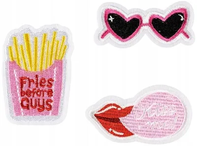 Immagine prodotto di Adesivi termoadesivi "Kiss me", confezione mista, dimensioni 4,5-6,5 x 3-6 cm, 3 pezzi.