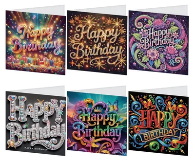 Diamond Painting Wenskaarten Set – 6 Karten mit Umschlägen