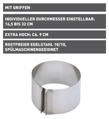 Immagine prodotto di KAISER PATISSERIE, stampo per torte a tema, con maniglie, 9 cm di altezza, acciaio inossidabile