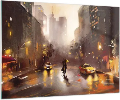 Produktbild von Bilder auf glas - Einteilig - Manhattan Paar Straße - 100x70cm - Glasbilder - Wandbilder - Bilder - zum Aufhängen bereit - Wanddekoration aus Glas - Glas Bilder - Wandbild auf Glas - GAA100x70-4298