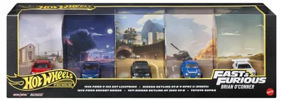 Produktbild von Hot Wheels Fast & Furious Premium-Bundle mit 5 Die-Cast-Spielzeugautos im Maßstab 1:64, Fahrzeug, 3 Jahr(e), Kunststoff, Metall, Mehrfarbig