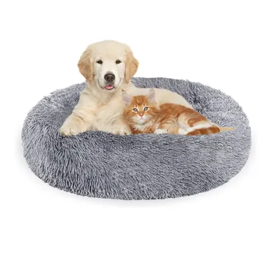 Produktbild von Jopassy Hundebett Schlafplatz Katzenbett Katze Plüsch Hundekissen Kuschelbett hellgrau 80cm