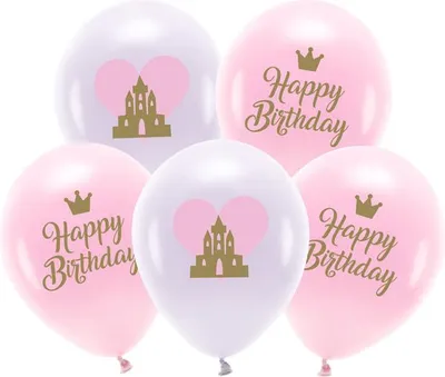 Produktbild von Öko-Luftballons 33 cm, Happy Birthday, Mix (1 Packung / 5 Stück)