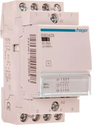 Productafbeelding van Hager installatieschakelaar 25A ESD425, 4 contacten, 24V