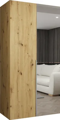 Produktbild von MEBLE KRYSPOL, Kleiderschrank Spiegel, 100x202x52, Artisan Eiche, Griff Kaschmir