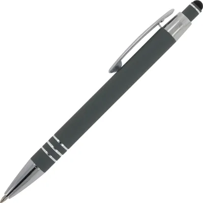 Produktbild von Touchpen Kugelschreiber / aus Metall / mit Soft-Touch / Farbe: grau