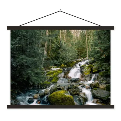 Produktbild von MuchoWow® Textilposter Natur - Wasserfall - Bäume - Herbst 40x30 cm mit schwarzem Rahmen - Dekorationen
