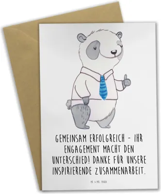 Produktbild von Mr. & Mrs. Panda Glückwunschkarte Geschäftspartner Erfolg - Weiß - Geschenk, Dankeskärtchen, Danke sagen, gemeinsam erfolgreich, einladungskarten, hochzeitskarten