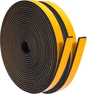 Productafbeelding van Geluidsdempende tape, 7x15mm, zelfklevende slangband - voor ramen en deuren - rubberen afdichting - ventilatiestrip tegen koude lucht - geluidsisolatie - zwart - 2 rollen - 20 meter