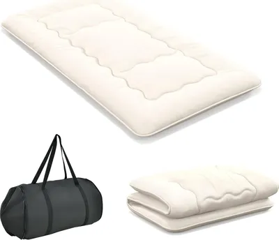 Produktbild von GOPLUS Bodenmatratze Tatami, Futon-Matratze mit waschbarem Bezug, Tatami-Matratze mit Tragetasche, Campingmatratze, gepolsterte Matratze für Schlafzimmer, Wohnzimmer & Camping (Beige, 200 x 90cm)