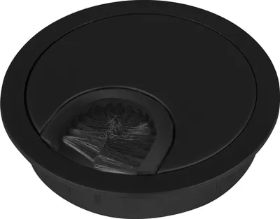 Produktbild von Kabeldurchführung schwarz matt Bohrmaß Ø 60 mm Außenmaß Ø 68 mm Kabeldurchlass aus Metall Schreibtischdurchführung mit Bürstendichtung von SOTECH