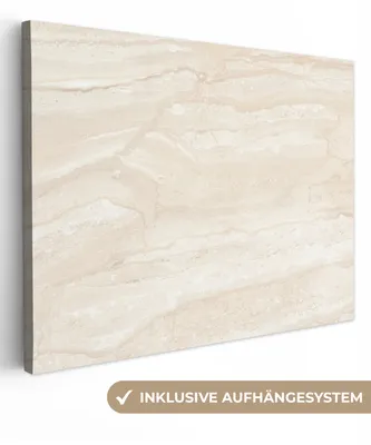 Produktbild von MuchoWow® - Leinwandbilder - Marmor - Kalk - Sand - Textur, Wandbild, Wanddeko Bilder Wohnzimmer, 80x60 cm