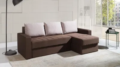 Zdjęcie produktu dla Narożnik INES Do Salonu Pokoju Funkcja Spania Pojemnik na pościel Brązowy