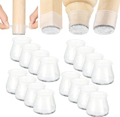 Produktbild von Aneaseit Stuhlbeinkappen - 38 mm - 16 Kappen Rund & Transparent - Stuhlbeinschoner aus Silikon mit Filz auch für Tischbeine, Sessel oder Gartenmöbel -