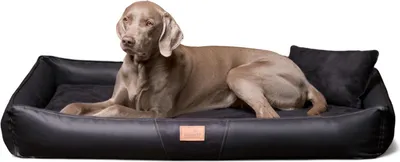 Produktbild von tierlando® Orthopädische Hundematratze CLIFFORD LATEX SOFT Kunstleder Velours - Größe: 85x60cm | Farbe: 03 Schwarz