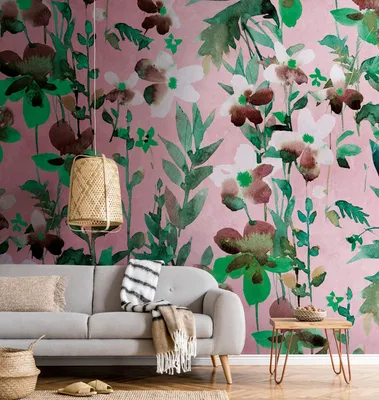Produktbild von NEWROOM Tapete Rosa Vliestapete Blumen - Wandbild Floral Grün Weiß Blüten Blätter Tapete Romantisch Blumentapete
