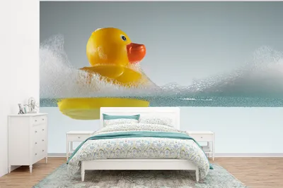 Produktbild von MuchoWow® Fototapete für Wohnzimmer oder Schlafzimmer Wandtapete Vinyl Motivtapete Gummi-Ente - Wasser - Schaumstoff - 320x240 cm - Tapeten