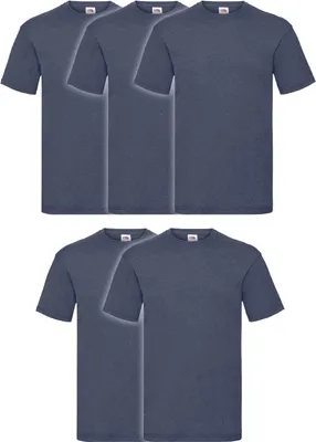 Produktbild von 5er Pack Fruit of the Loom Valueweight T-Shirt + GRATIS MyShirt Stoffbeutel Farbe: vintage navy meliert Größe: XL