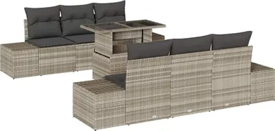 Produktbild von vidaXL Sofa Set 7 Stk. Hellgrau Poly-Rattan