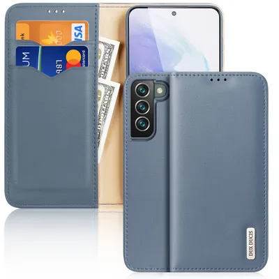 Produktbild von Dux Ducis Hivo Leder Flip Case Echtleder Cover Karten- und Ausweishülle für Samsung Galaxy S22+ (S22 Plus) Blau