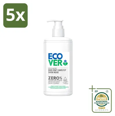 Produktbild von 5 x Ecover Handseife ZERO - Parfumfrei - 250 ml - Vorratspackung - 5 Stücke