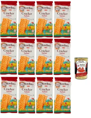 Produktbild von Mulino Bianco Italian Gourmet Salzige Cracker 12 x 500 g – knusprige Snack-Cracker mit Meersalz, ideal für Aperitif, Party & unterwegs, Familienvorrat + Italian Gourmet Polpa