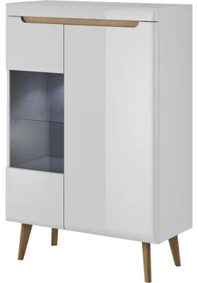 Obrázek produktu pro Vitrína NARDI 05 bílý lesk / dub riviera