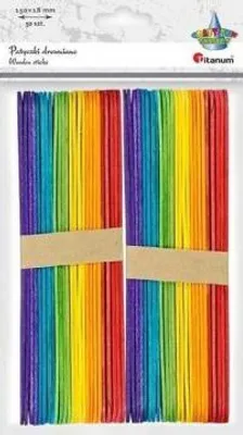 Obrázek produktu pro Dřevěné rovné tyčinky 18x150mm mix barev 50ks