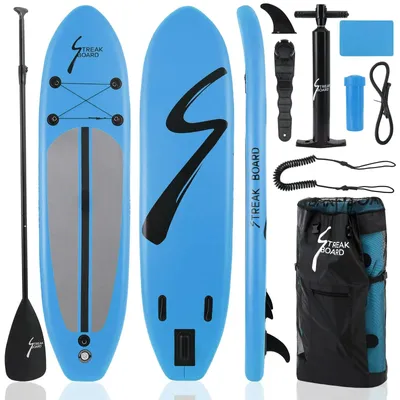 Produktbild von Aufblasbares SUP Board - Stand Up Paddle Board 305 cm - Ultraleichtes Single Layer - Rutschfestes Deck - Komplettes Zubehörset - Für Alle Könnerstufen - Blau