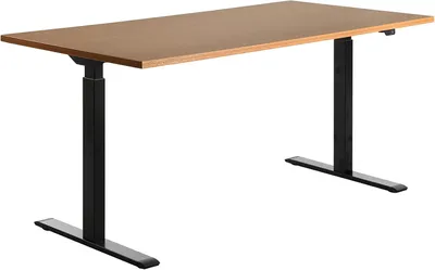 Produktbild von Topstar E-Table elektrisch höhenverstellbarer Schreibtisch buche rechteckig, T-Fuß-Gestell schwarz 160,0 x 80,0 cm